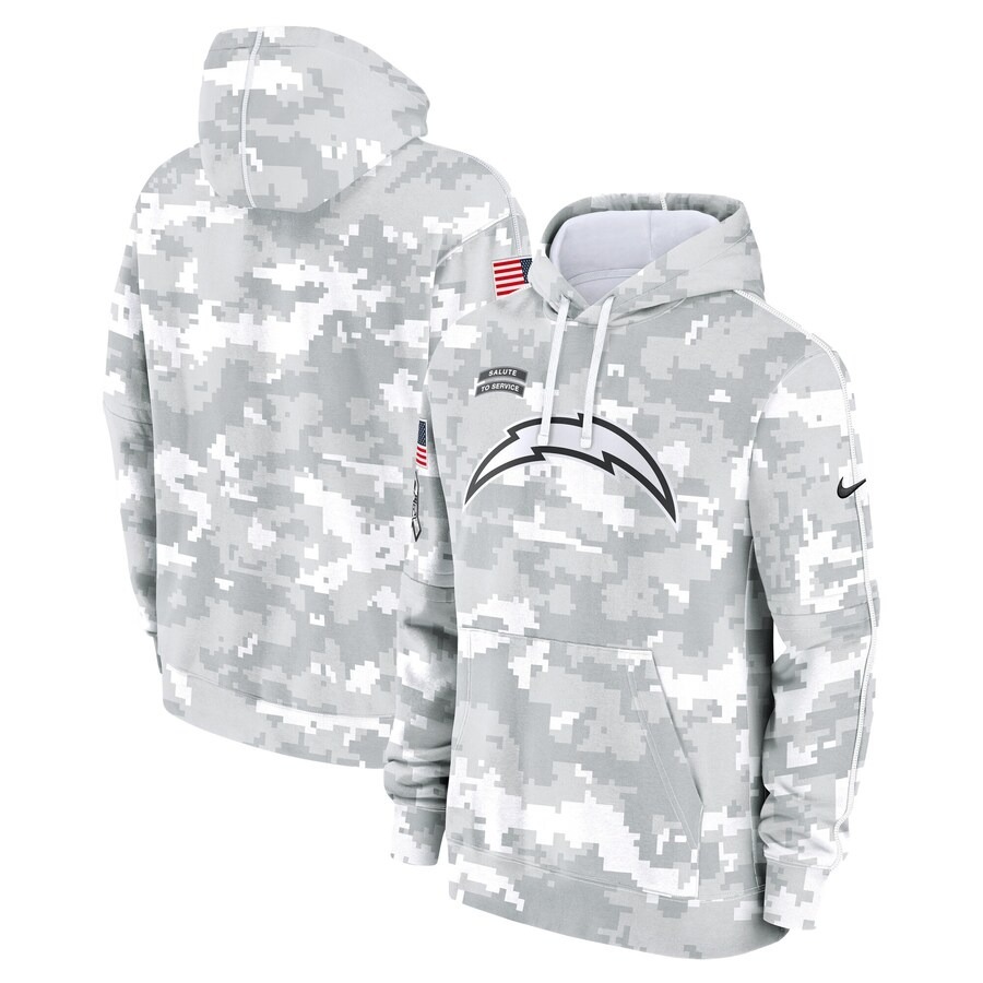 Men's Los Angeles Chargers Nike Arctic Camo 2024 Salute to Service Club Fleece Pullover Hoodie - Jersey
