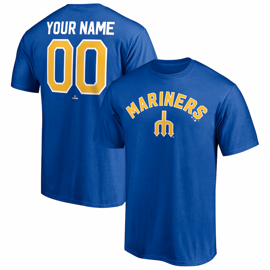 Men's Seattle Mariners Royal Cooperstown Winning Streak Personalized Name & Number T-Shirt - Jersey
