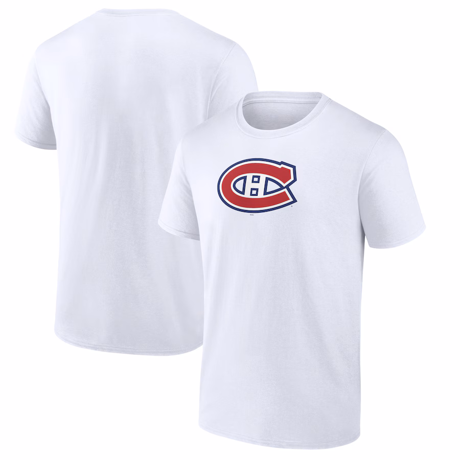 Men's Montreal Canadiens White Team Primary Logo Graphic T-Shirt - Jersey