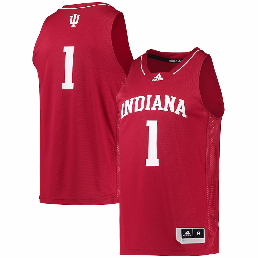 #1 Indiana Hoosiers adidas Team Swingman Basketball Jersey - Crimson - Jersey