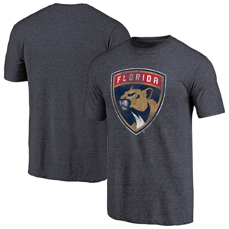 Men's Florida Panthers Navy Distressed Team Primary Logo Tri-Blend T-Shirt - Jersey
