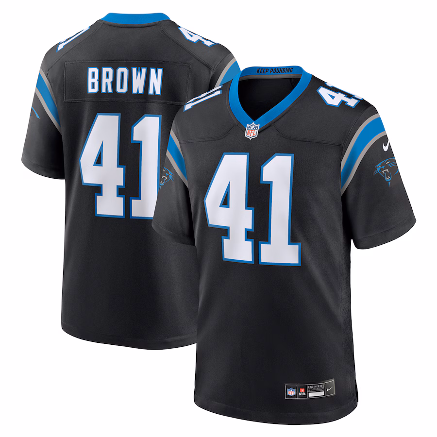 Men's Carolina Panthers Spencer Brown Nike Black Team Game Jersey - Jersey