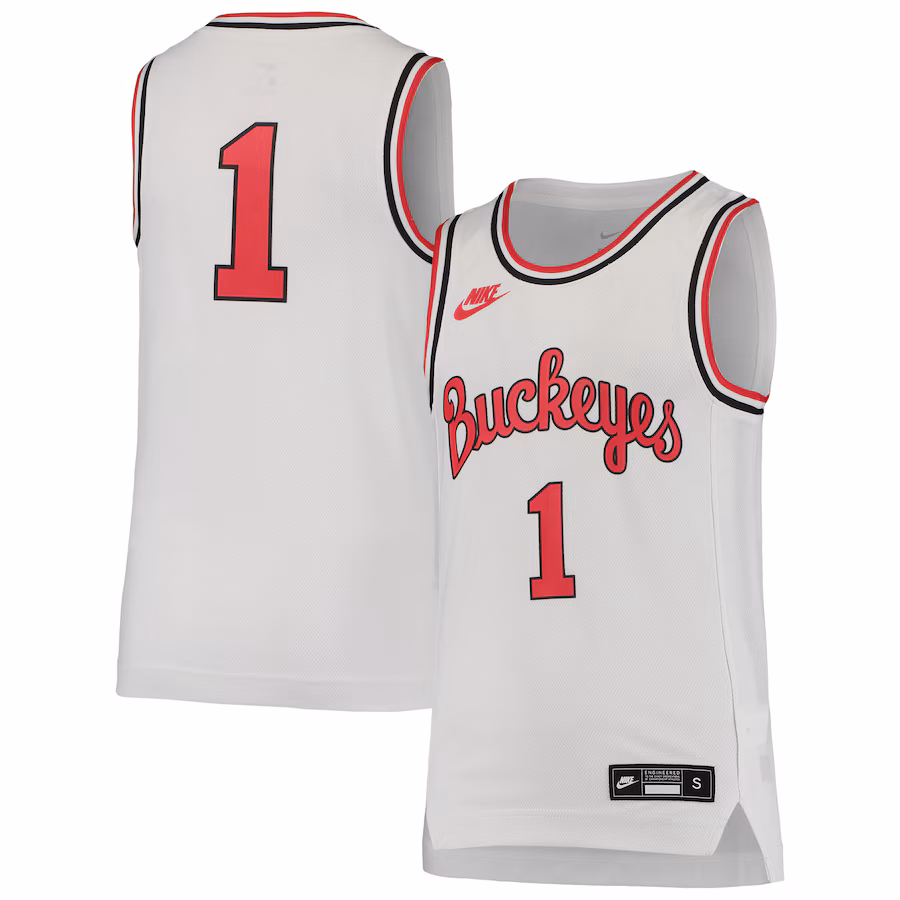 Youth Nike #1 White Ohio State Buckeyes Throwback Team Replica Basketball Jersey - Jersey