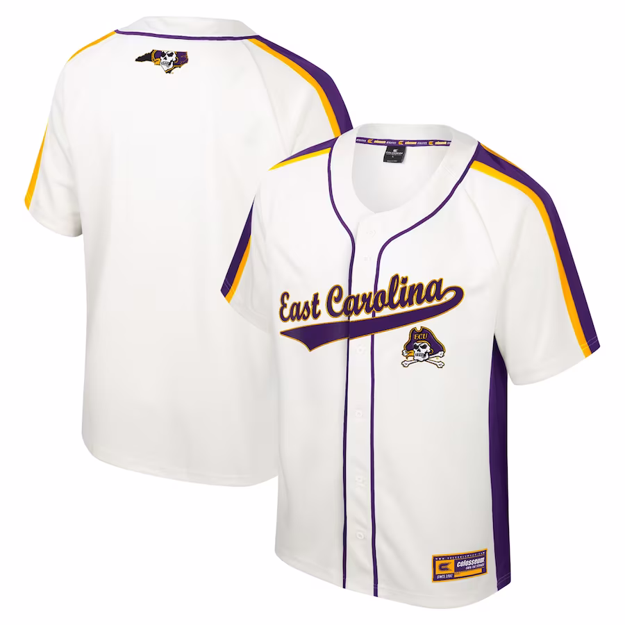 ECU Pirates Colosseum Ruth Button-Up Baseball Jersey - Cream - Jersey