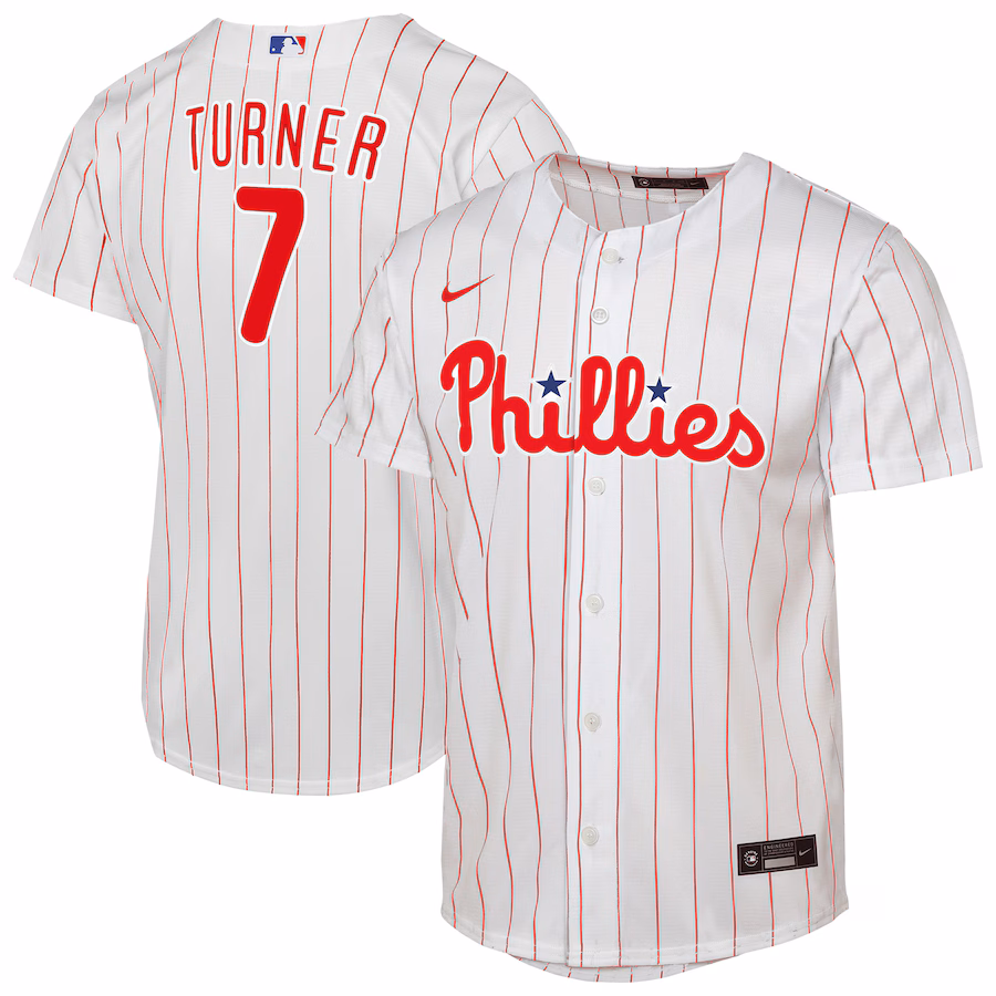 Youth Philadelphia Phillies Trea Turner Nike White Home Replica Player Jersey - Jersey