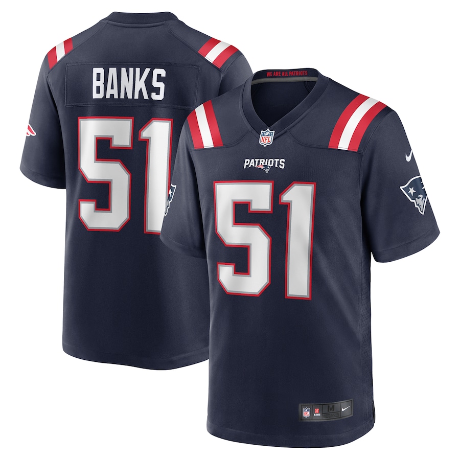 Men's New England Patriots Keshawn Banks Nike Navy Game Jersey - Jersey