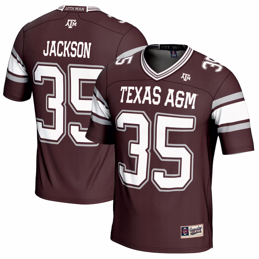 McKinnley Jackson Texas A&M Aggies GameDay Greats Youth NIL Player Football Jersey - Maroon - Jersey