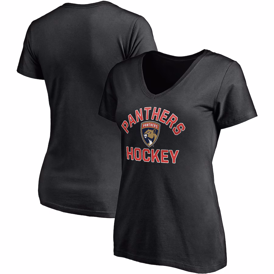 Women's Florida Panthers Fanatics Black Overtime V-Neck T-Shirt - Jersey