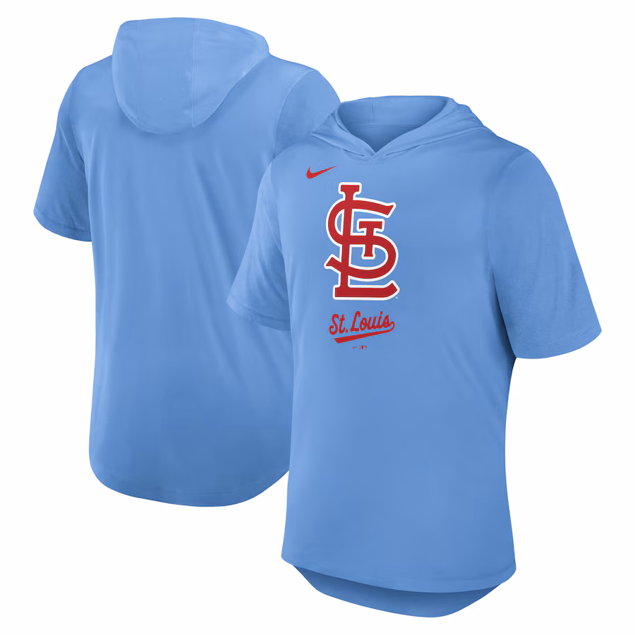 Men's St. Louis Cardinals Nike Light Blue Tri-Blend Hoodie T-Shirt - Jersey
