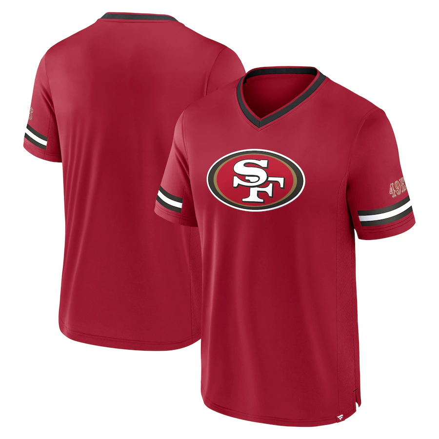 Men's San Francisco 49ers Fanatics Scarlet Stripe Stacking T-Shirt - Jersey