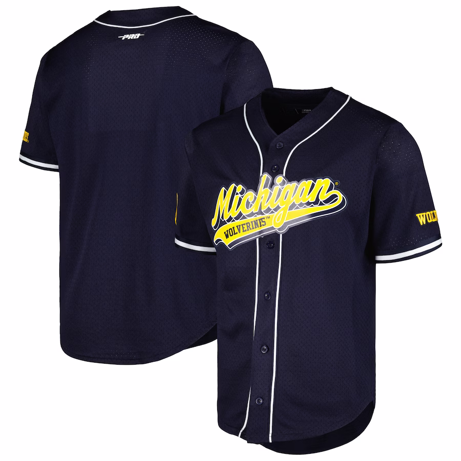 Michigan Wolverines Pro Standard Mesh Full-Button Replica Baseball Jersey - Navy - Jersey