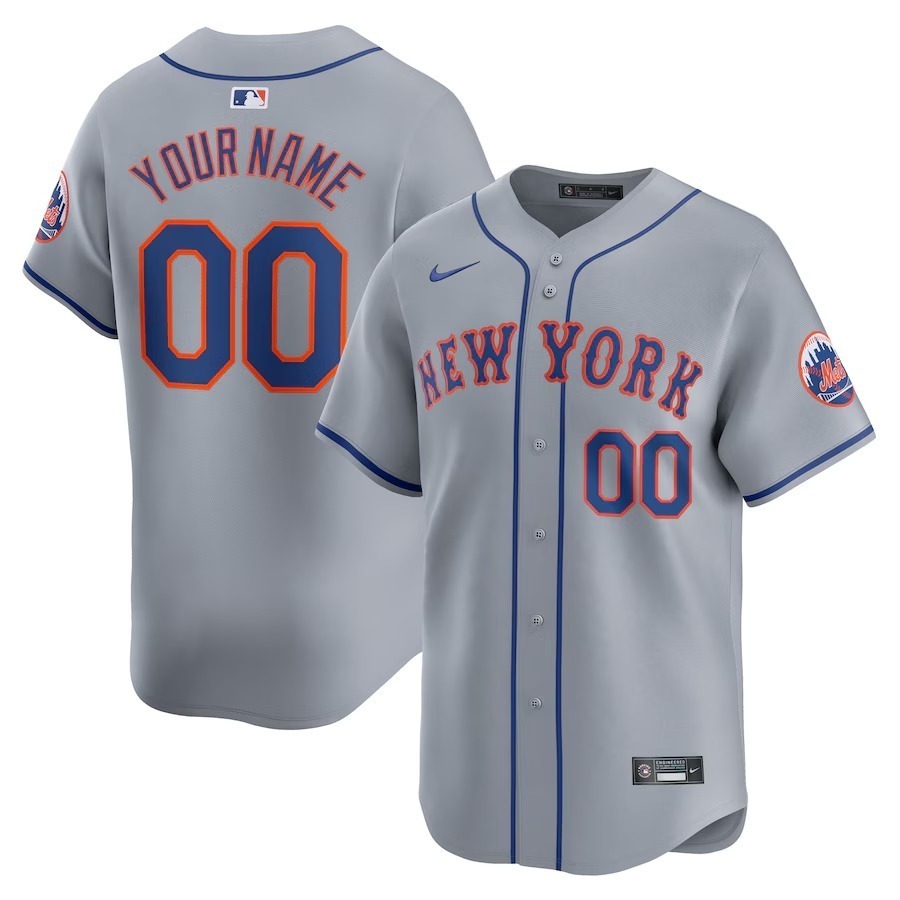 Men's New York Mets  Nike Gray Away Limited Custom Jersey - Jersey