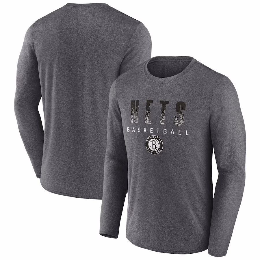 Men's Brooklyn Nets Fanatics Heathered Charcoal Where Legends Play Iconic Practice Long Sleeve T-Shirt - Jersey