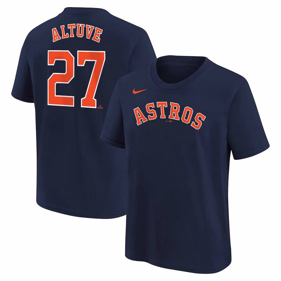 Youth Houston Astros Jose Altuve Nike Navy Home Player Name & Number T-Shirt - Jersey