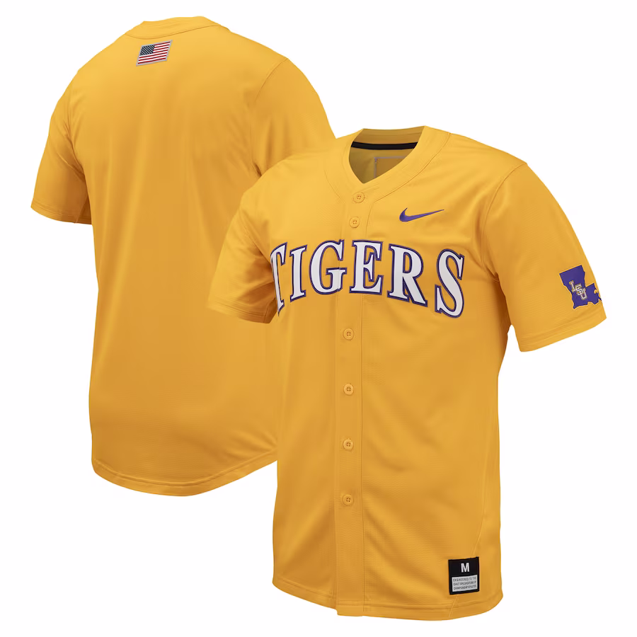 LSU Tigers Nike Replica Full-Button Baseball Jersey - Gold - Jersey