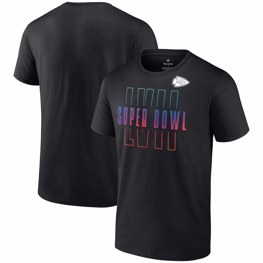 Men's Kansas City Chiefs Fanatics Black Super Bowl LVII Open Sky T-Shirt - Jersey