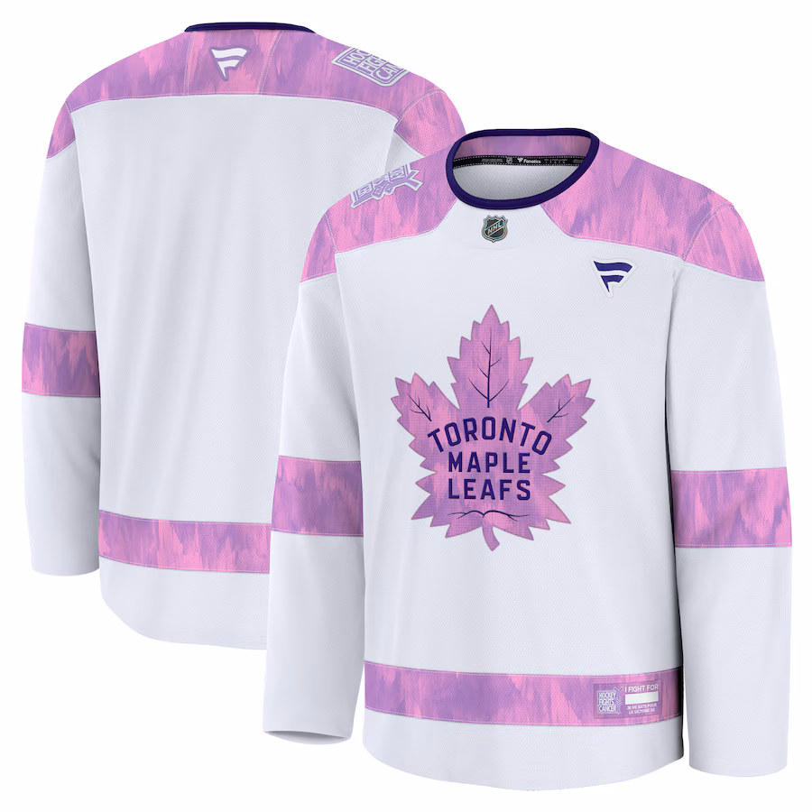 Men's Toronto Maple Leafs Fanatics White 2024 Hockey Fights Cancer Practice Jersey - Jersey