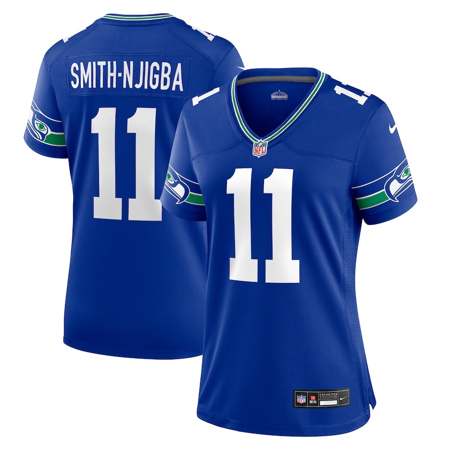 Women's Seattle Seahawks Jaxon Smith-Njigba Nike Royal Throwback Player Game Jersey - Jersey
