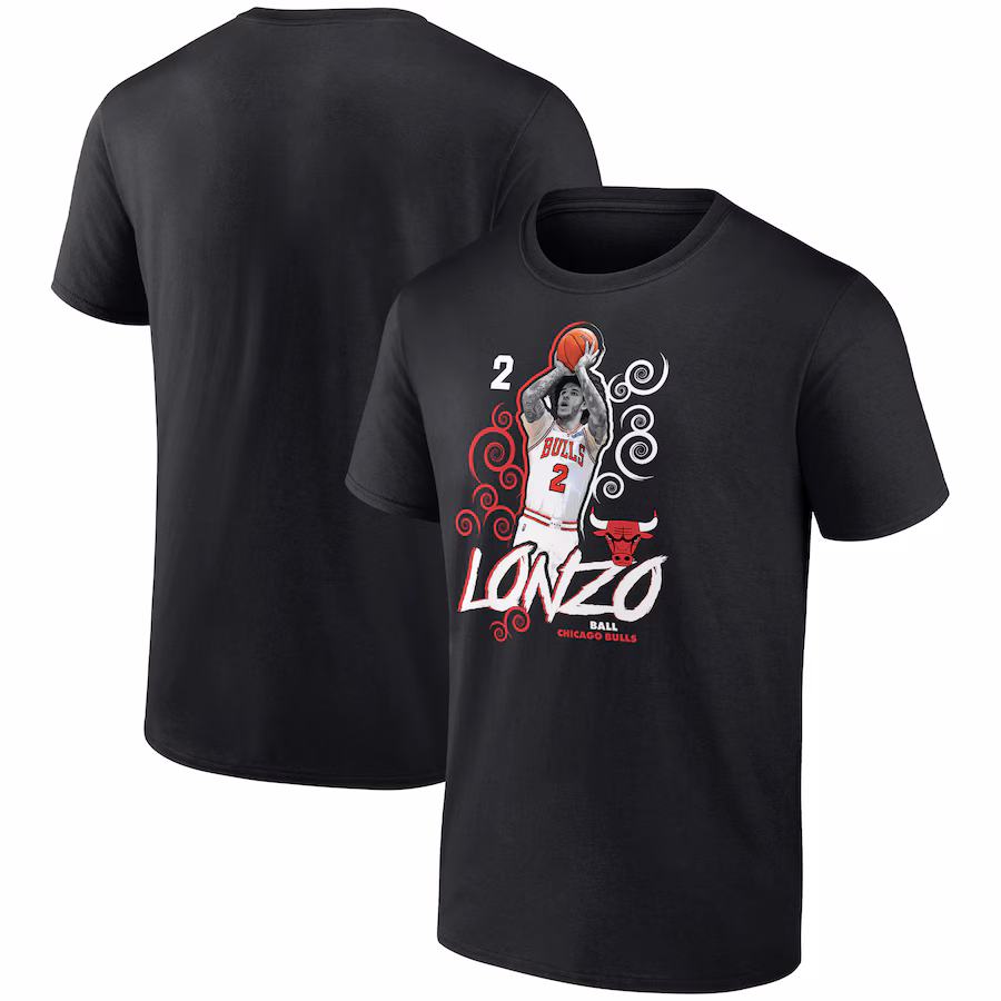 Men's Chicago Bulls Lonzo Ball Black Competitor T-Shirt - Jersey