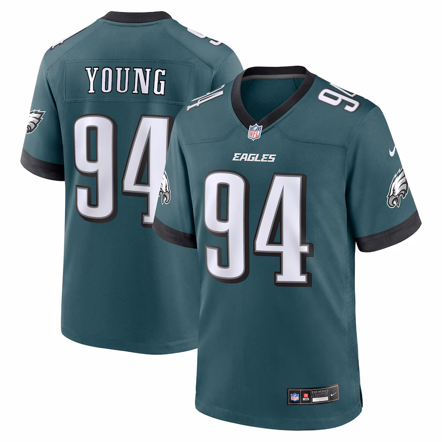 Men's Philadelphia Eagles Byron Young Nike Midnight Green Team Game Jersey - Jersey
