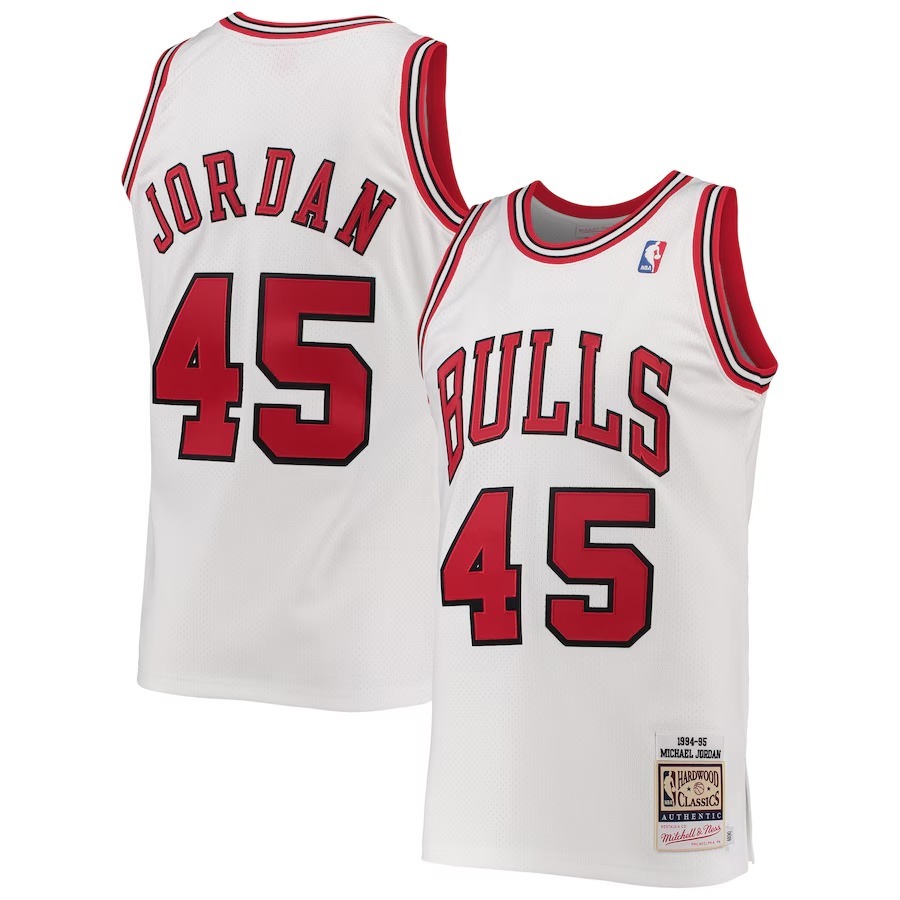 Men's Chicago Bulls Michael Jordan Mitchell & Ness White 1994-95 Hardwood Classics Authentic Player Jersey - Jersey