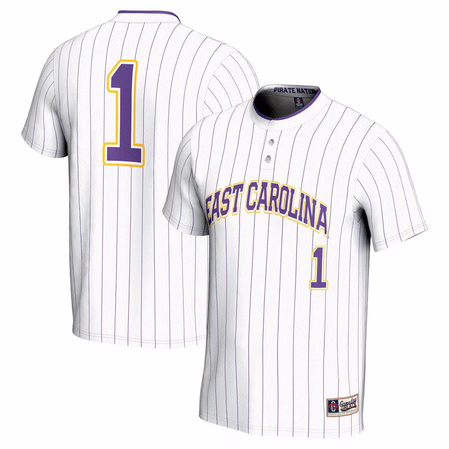 Youth GameDay Greats #1 White ECU Pirates Lightweight Softball Jersey - Jersey