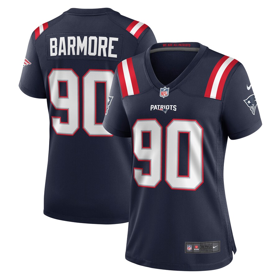 Women's New England Patriots Christian Barmore Nike Navy Player Game Jersey - Jersey