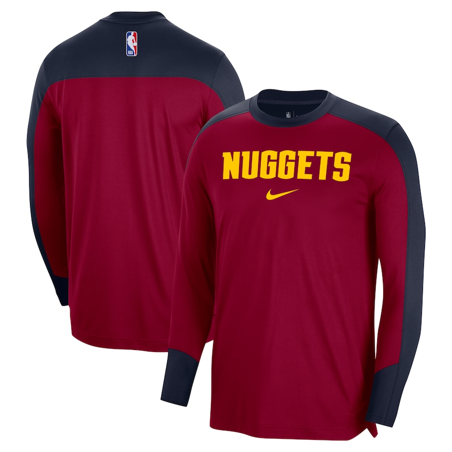 Men's Denver Nuggets Nike Red 2024/25 Authentic Pre-Game Legend Long Sleeve Shooting Shirt - Jersey