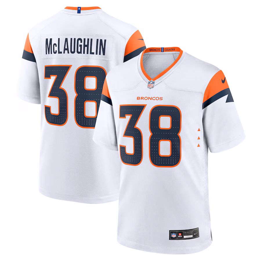 Men's Denver Broncos Jaleel McLaughlin Nike White Game Jersey - Jersey