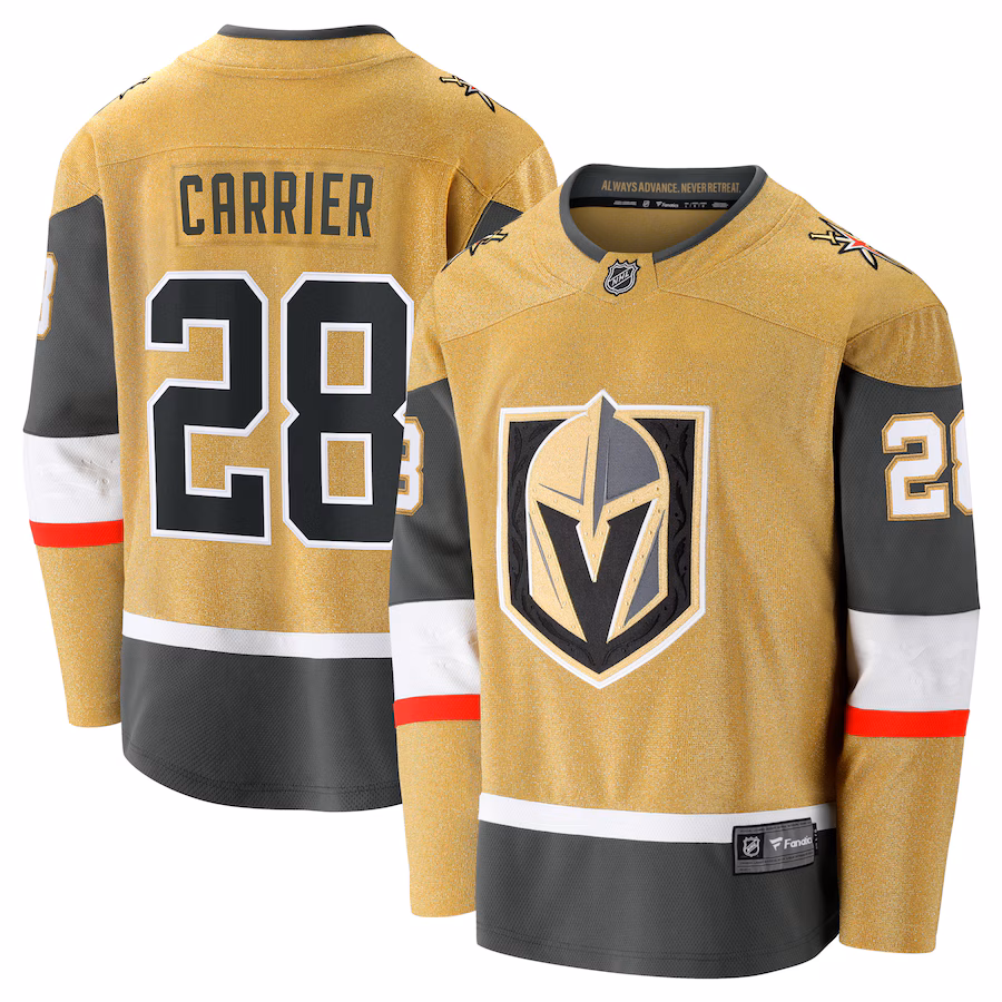 Men's Vegas Golden Knights William Carrier Fanatics Gold Home Breakaway Jersey - Jersey