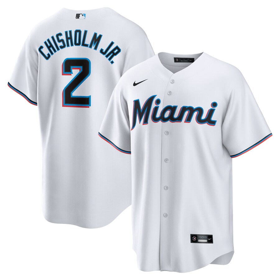 Men's Miami Marlins Jazz Chisholm Jr. Nike White 2024 Home Replica Jersey - Jersey