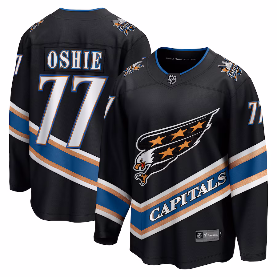 Men's Washington Capitals TJ Oshie Fanatics Black Alternate 50th Anniversary Premier Breakaway Player Jersey - Jersey