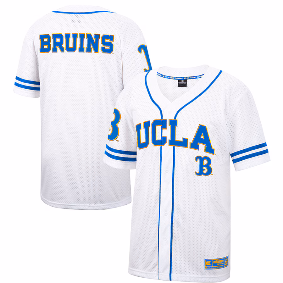 Men's Colosseum White UCLA Bruins Free Spirited Mesh Button-Up Baseball Jersey - Jersey