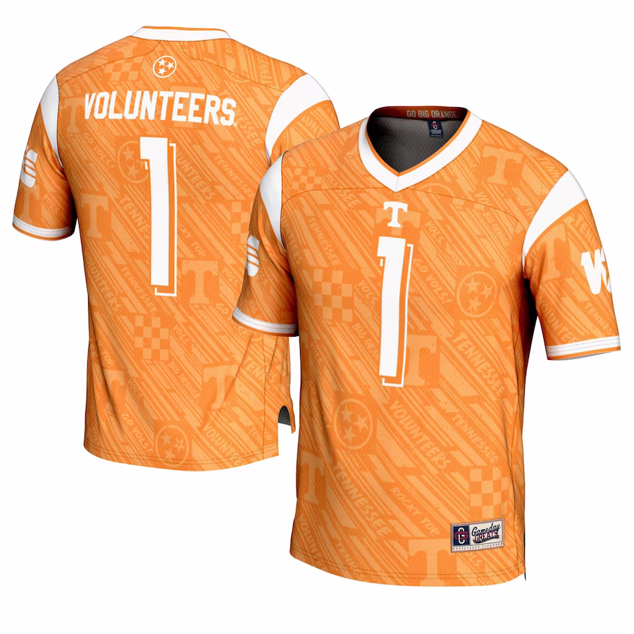 #1 Tennessee Volunteers GameDay Greats Youth Highlight Print Football Fashion Jersey - Tennessee Orange - Jersey