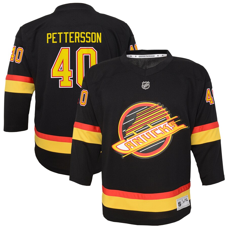 Youth Vancouver Canucks Elias Pettersson Black 2019/20 Flying Skate Replica Player Jersey - Jersey