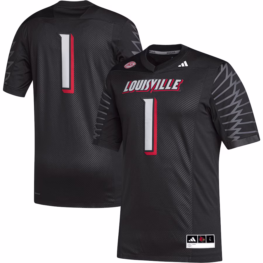 #1 Louisville Cardinals adidas Premier Football Jersey - Black - Jersey