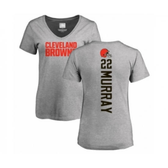 Football Women's Cleveland Browns #22 Eric Murray Ash Backer V-Neck T-Shirt - Jersey