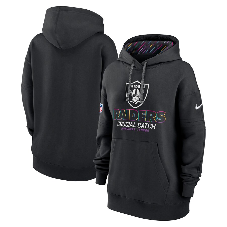 Women's Las Vegas Raiders  Nike Black 2024 NFL Crucial Catch Club Pullover Hoodie - Jersey