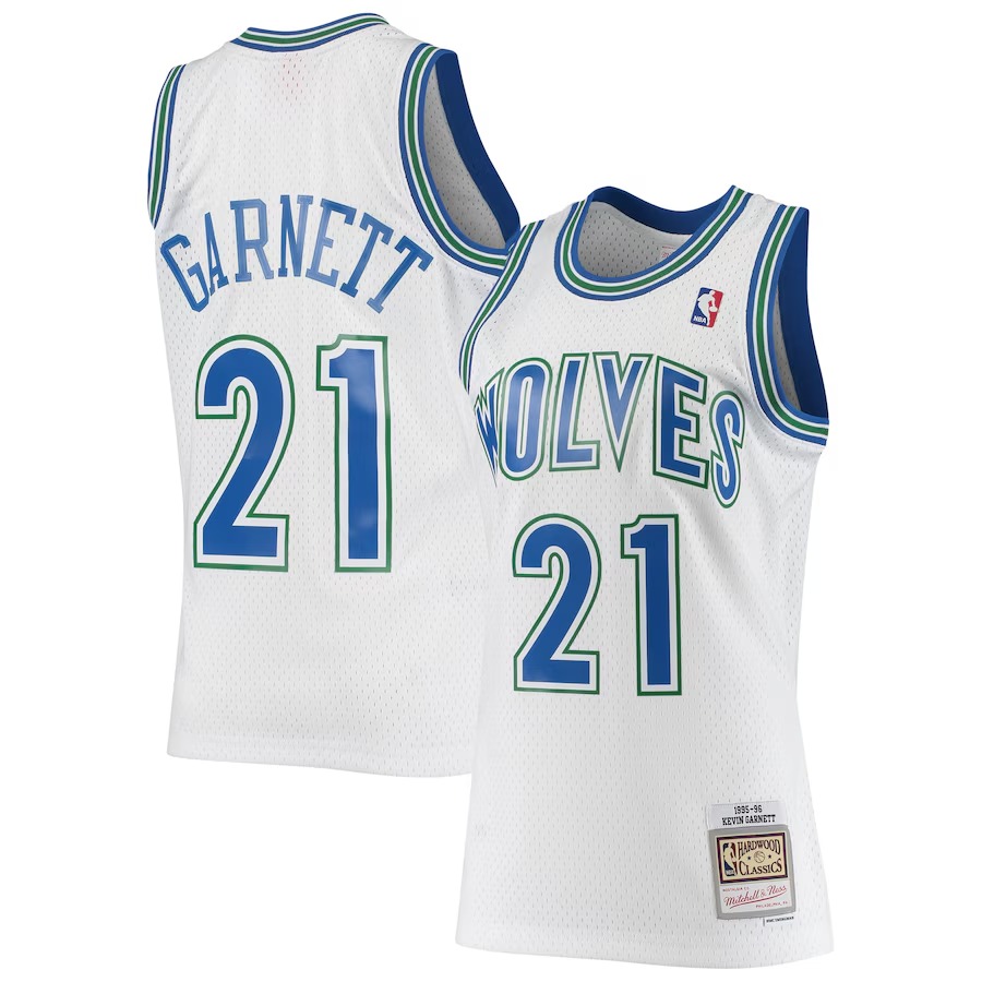 Men's Minnesota Timberwolves Kevin Garnett Mitchell & Ness White 1995/96 Hardwood Classics Swingman Jersey - Jersey