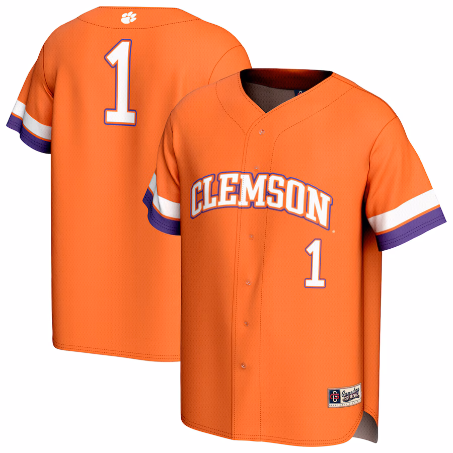 Unisex GameDay Greats #1 Orange Clemson Tigers Lightweight Collegiate Baseball Fashion Jersey - Jersey