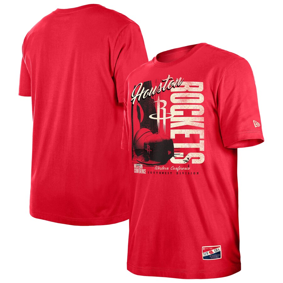 Men's Houston Rockets  New Era Red Distressed Throwback Vintage Color Pack T-Shirt - Jersey