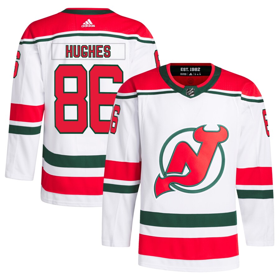 Men's New Jersey Devils Jack Hughes adidas White  Primegreen Authentic Pro Player Jersey - Jersey