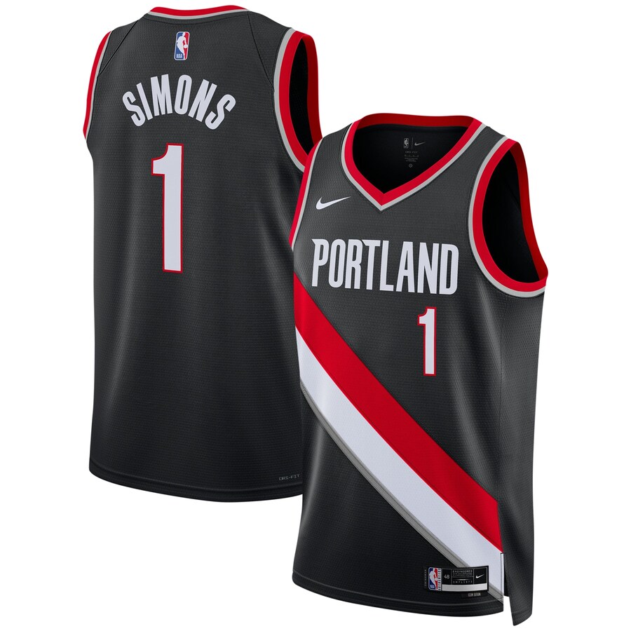 Unisex Portland Trail Blazers Anfernee Simons Nike Black Swingman Jersey - Icon Edition - Jersey