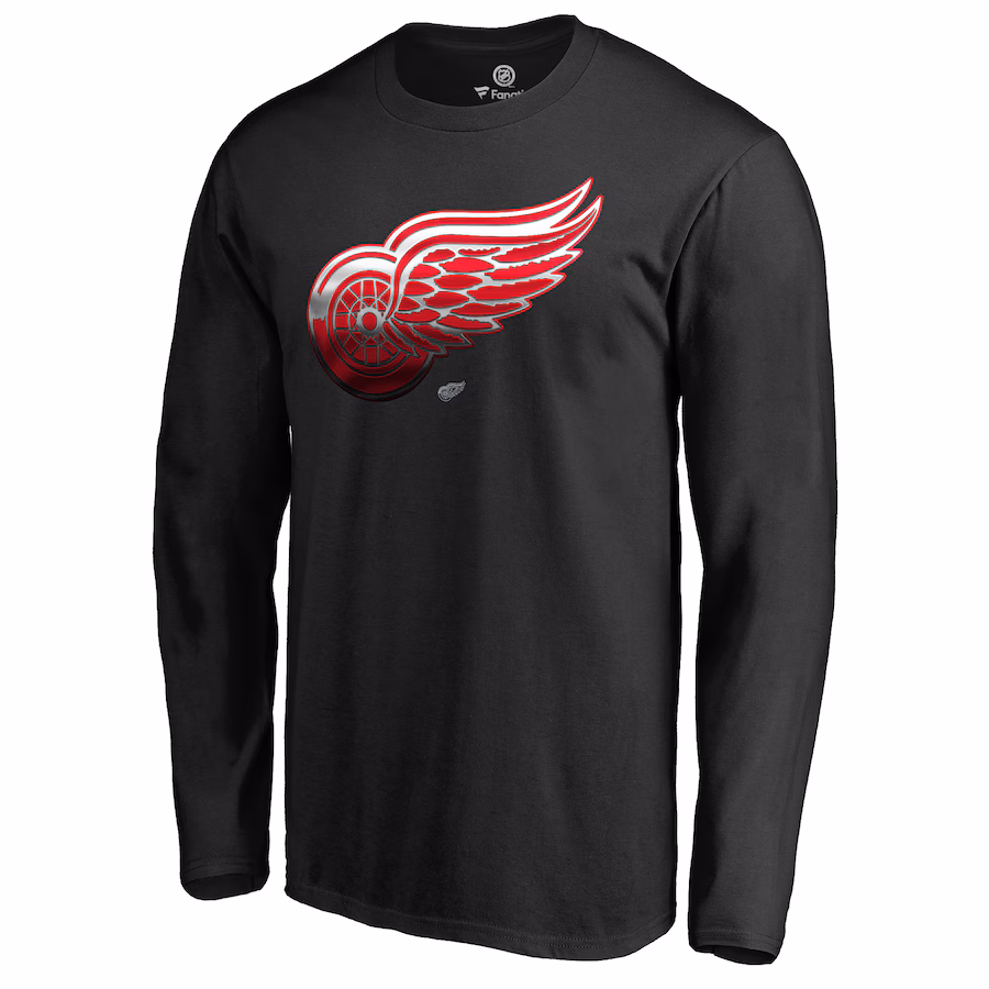 Men's Detroit Red Wings Black Midnight Mascot Long Sleeve T-Shirt - Jersey