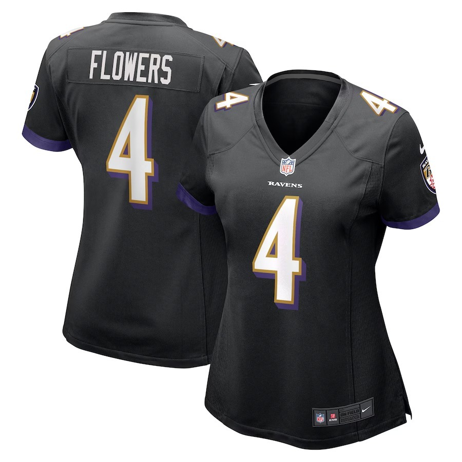 Women's Baltimore Ravens Zay Flowers Nike Black Team Game Jersey - Jersey