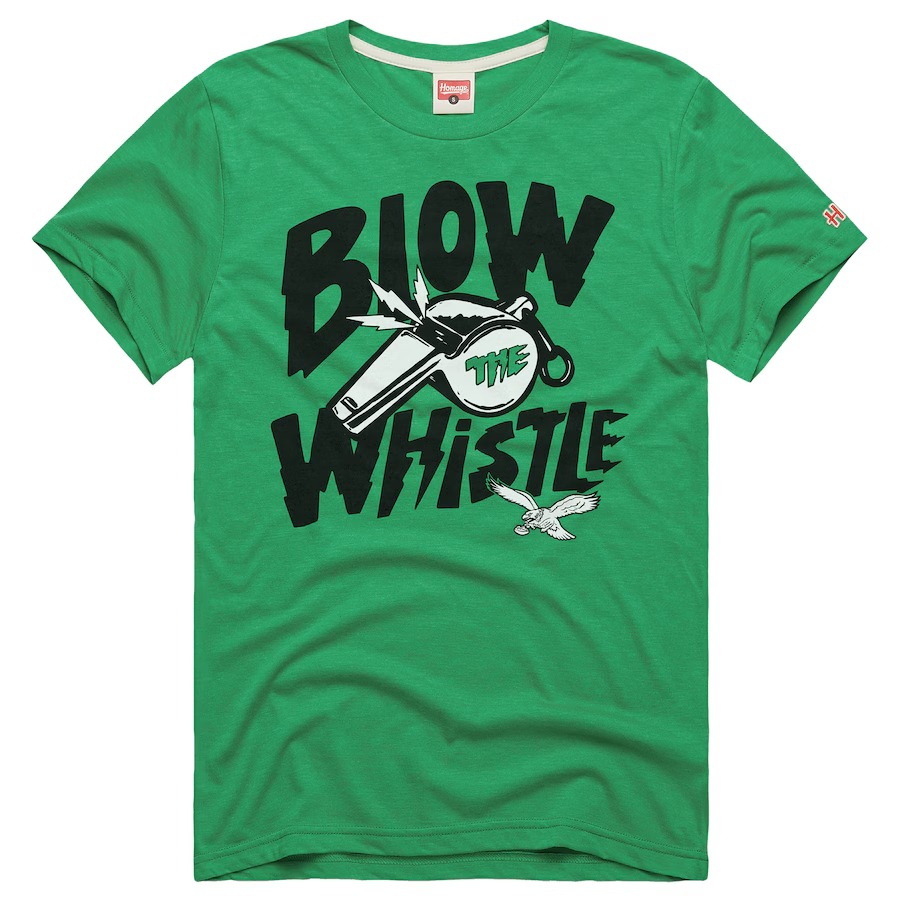 Unisex Philadelphia Eagles  Homage Kelly Green  Blow The Whistle Tri-Blend T-Shirt - Jersey