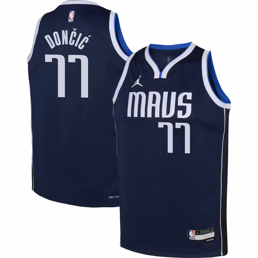 Youth Dallas Mavericks Luka Doncic Jordan Brand Navy Swingman Jersey - Statement Edition - Jersey