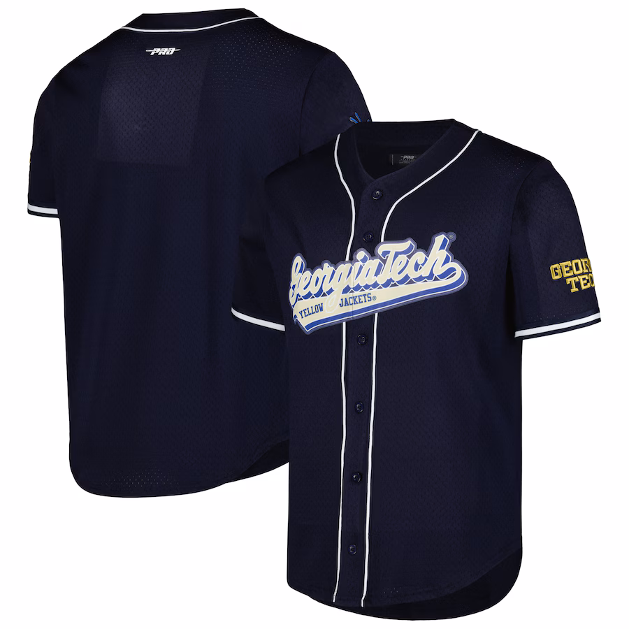 Georgia Tech Yellow Jackets Pro Standard Mesh Full-Button Replica Baseball Jersey - Navy - Jersey