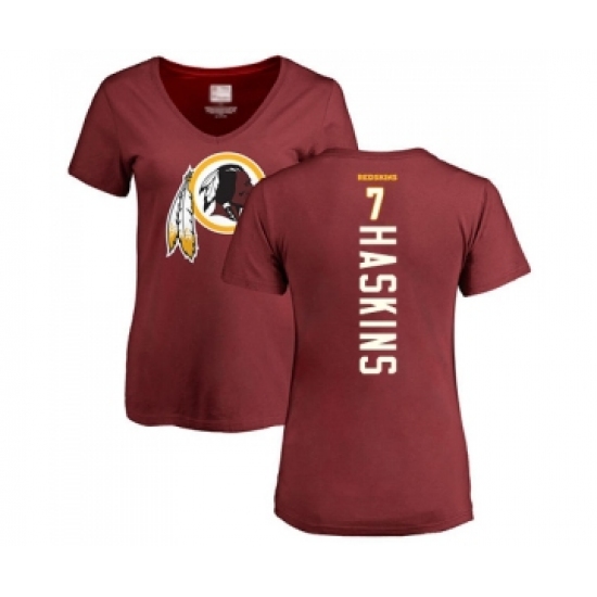 Football Women's Washington Redskins #7 Dwayne Haskins Maroon Backer T-Shirt - Jersey