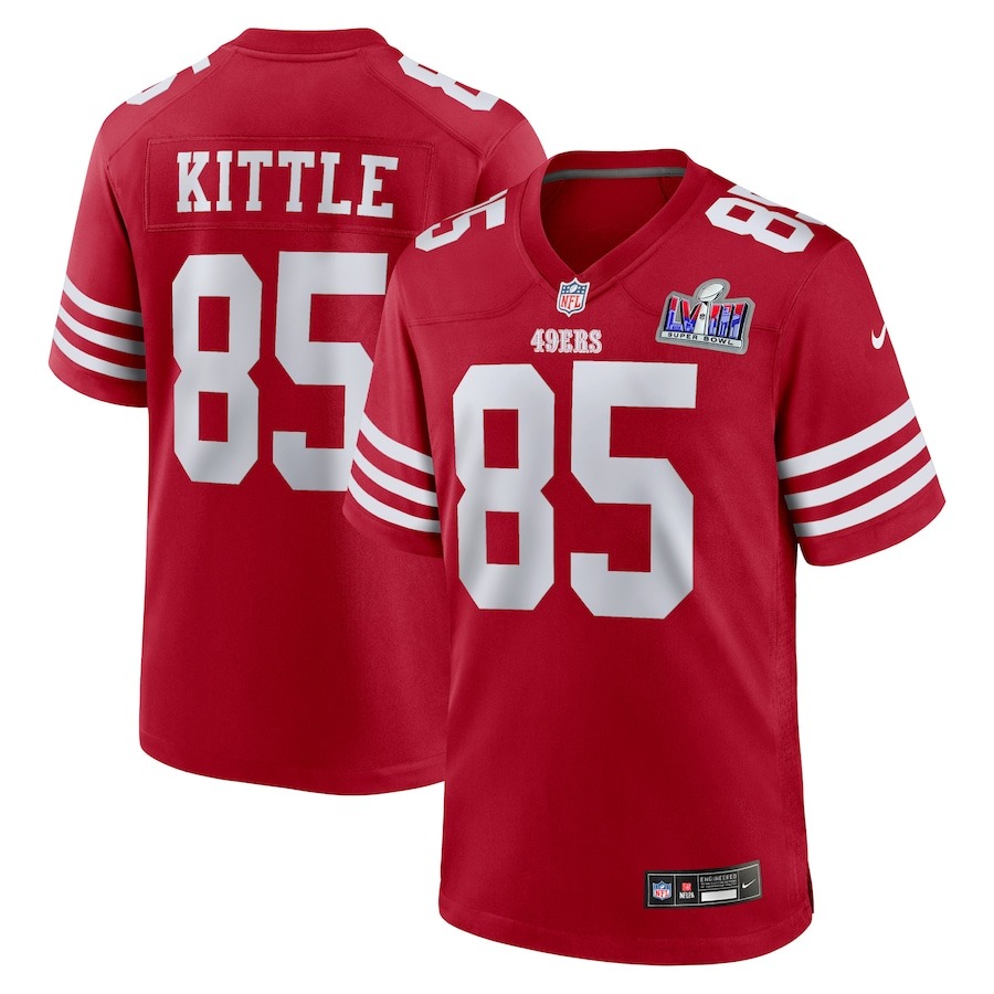 Men's San Francisco 49ers George Kittle Nike Scarlet Super Bowl LVIII Game Jersey - Jersey